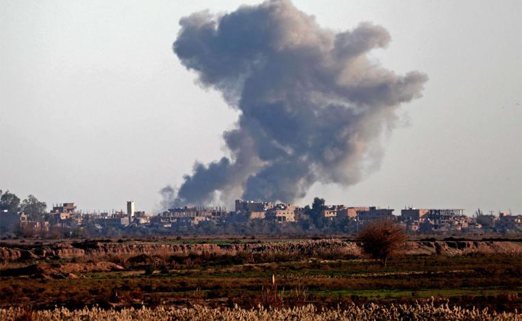 The village of Al-Shaafa in Deir Ezzor province is one of the last pockets of territory still controlled by IS in the Euphrates River valley