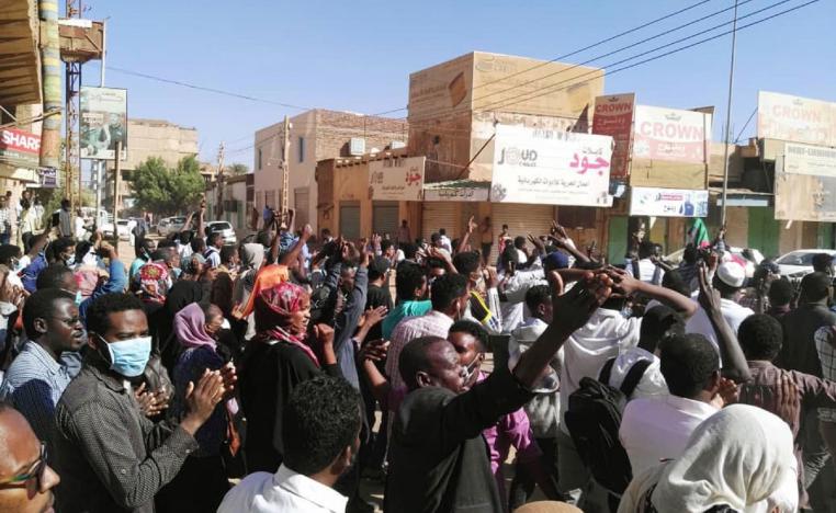 Sudanese protesters chant slogans during an anti-government demonstration in the capital Khartoum on January 6, 2018.
