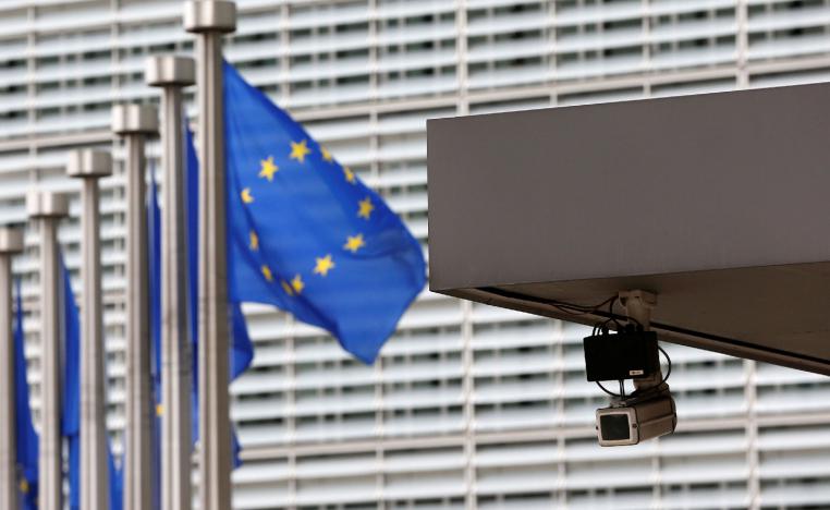 Main entrance of the European Union Commission headquarters in Brussels on July 1, 2013.