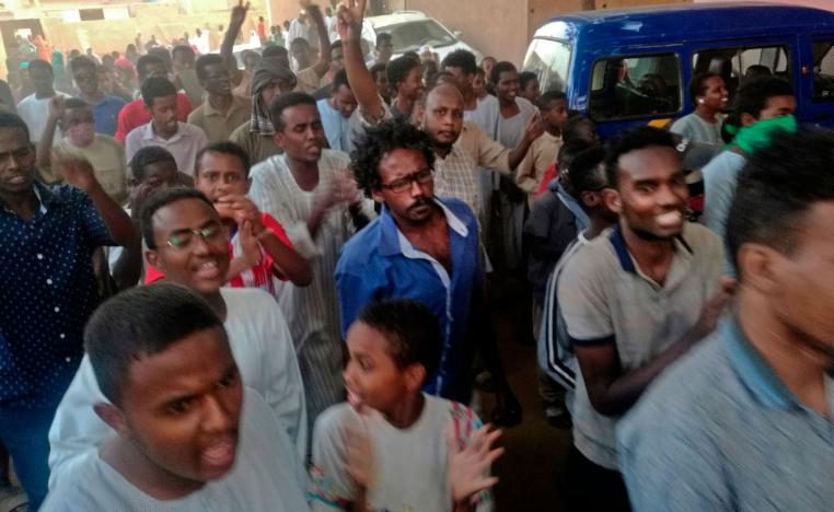Sudanese protesters take part in an anti-government demonstration east of the capital Khartoum on February 9, 2019.