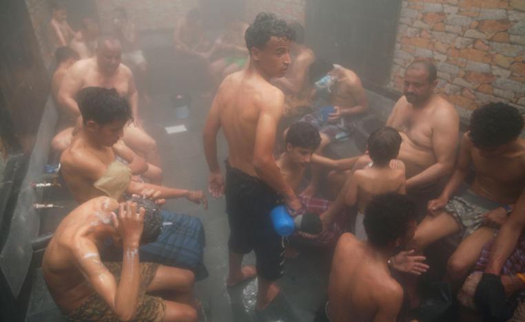 People have a Turkish bath at a newly-opened traditional Turkish-style steam bath in Sanaa, Yemen February 8, 2019.
