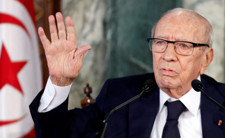 Tunisian President Beji Caid Essebsi speaks during a news conference at the Carthage Palace in Tunis, Tunisia November 8, 2018. 