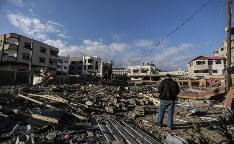 26 March 2019, Palestinian Territories, Gaza City: A Palestinian inspects remains, after strikes carried out by the Israeli army, that began targeting Hamas sites throughout the Gaza Strip.