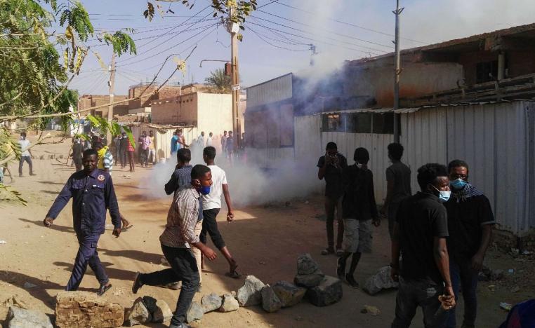 Sudanese protesters demonstrate against their government in the capital Khartoum's district of Burri on February 24, 2019.