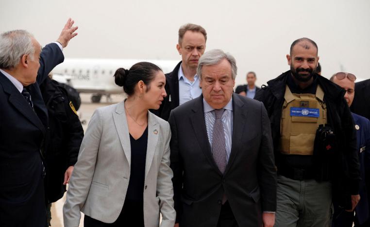 Secretary General of the United Nations Antonio Guterres departs from Bengazi Airport, in Benghazi, Libya April 5, 2019.