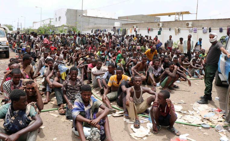 They include about 2,500 held in a football stadium in Aden, where aid workers are fighting disease outbreaks