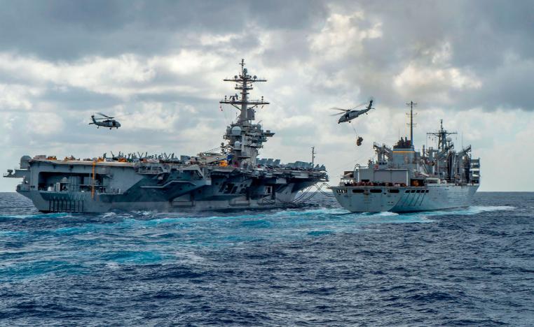 Picture shows the aircraft carrier USS Abraham Lincoln
