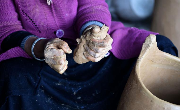 Sabiha Ayari, a Tunisian potter in her fifties, works in the village of Sejnane