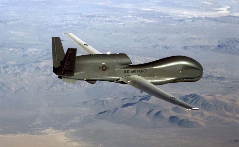 The downed RQ-4 Global Hawk, unmanned surveillance and reconnaissance aircraft