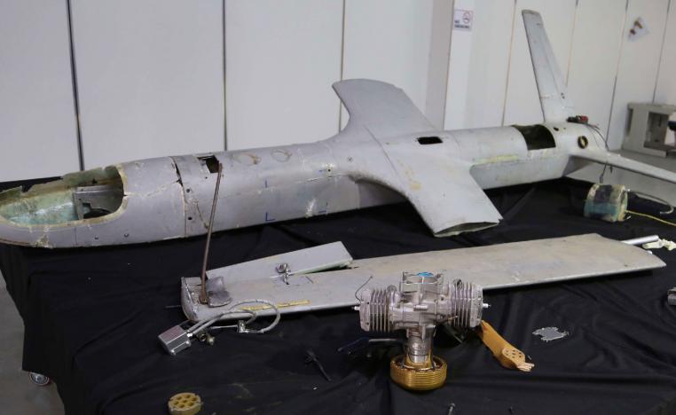 UAV-X drone flown by Yemen's Houthi rebels is seen in Hodeida, Yemen