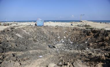 The remains of a site that was shelled during Israeli airstrikes