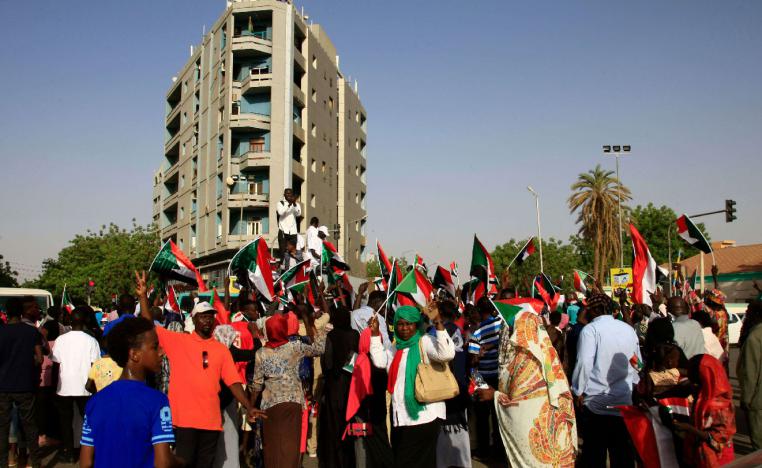 Sudanese demonstrators, from the Nuba mountains, take part in a demonstration in the capital Khartoum