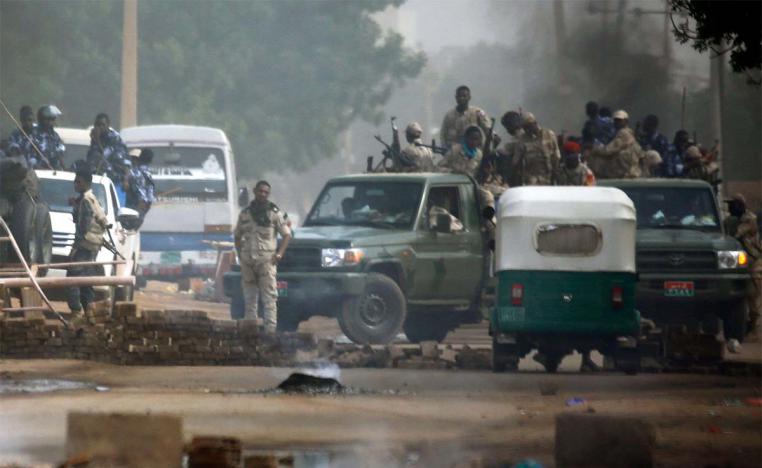 Heavily armed security forces in pick-up trucks mounted with machine guns were deployed in large numbers all around Khartoum