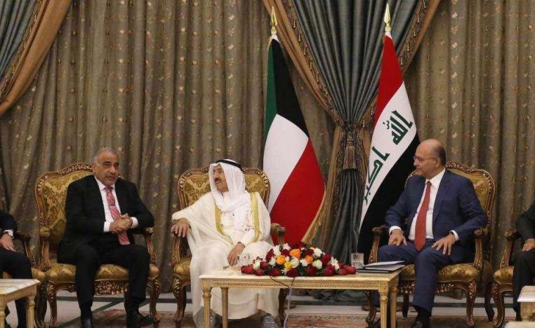 Kuwait's Emir Sheikh Sabah al-Ahmad al-Sabah (C) holding talks with Iraqi officials