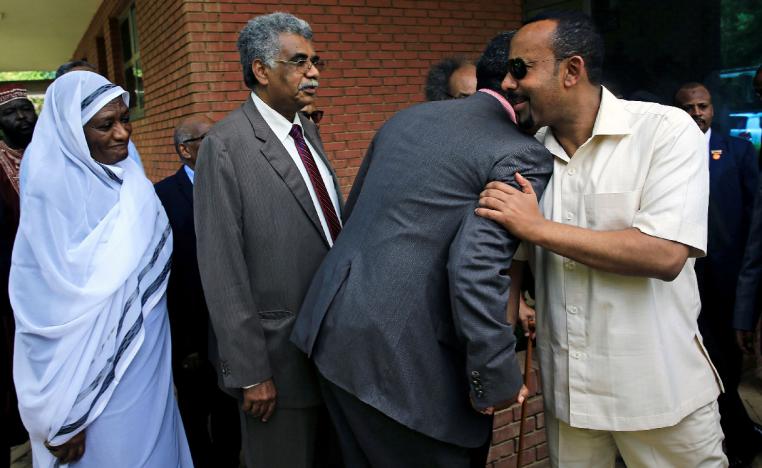 Ethiopian Prime Minister Abiy Ahmed arrives to meet members of Sudan's opposition alliance 