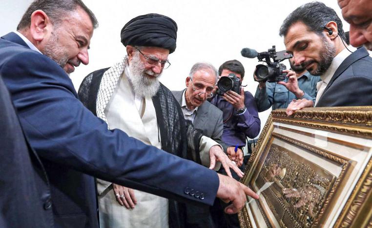 وفد حماس مع المرشد الإيراني الأعلى علي خامنئي