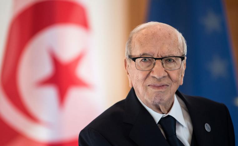 Tunisian President Beji Caid Essebsi is pictured at the Bellevue Palace in Berlin