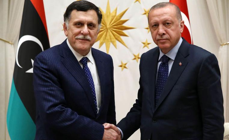 الرئيس التركي رجب طيب أردوغان يستقبل رئيس حكومة الوفاق في ليبيا فايز السراج