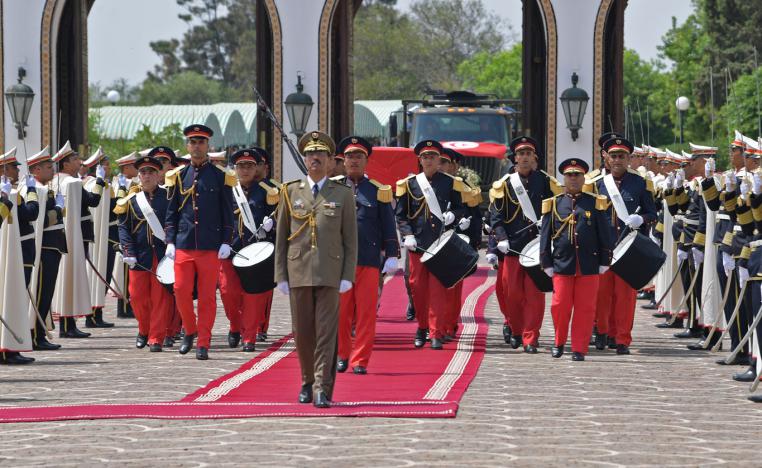 A military band performs during the state funeral of late President Beji Caid Essebsi