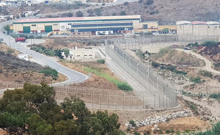The border fence between Ceuta and Morocco