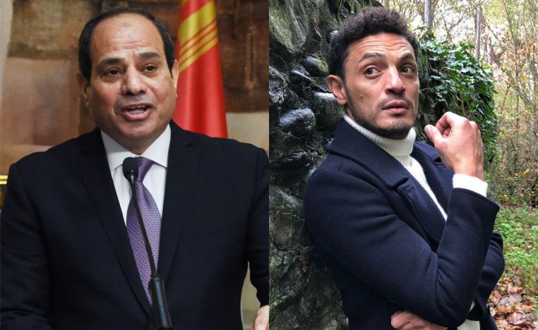 Egyptian President Abdel Fattah al-Sisi (L) and businessman Mohamed Aly (R)