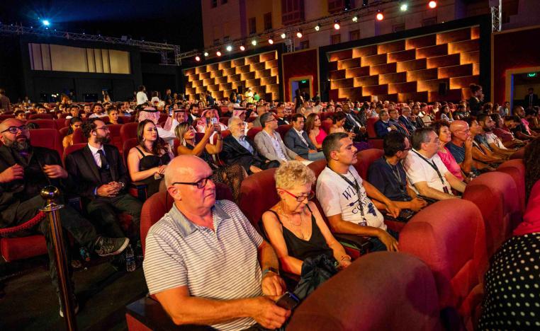 The general public attend the screening of the movie The Knight and the Princess as part of 3rd edition of ElGouna Film Festival, at Marina Theatre, in ElGouna, Egypt
