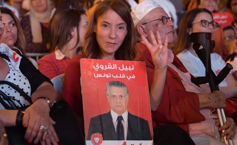 Detained karoui is campaigning through his wife Salwa Smaoui