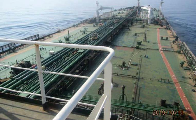 An undated picture shows the Iranian-owned Sabiti oil tanker sailing in the Red Sea