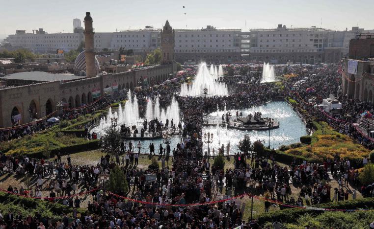 Iraqi Kurds gather in Arbil on the eve of celebrations marking the birth of Prophet Mohammad