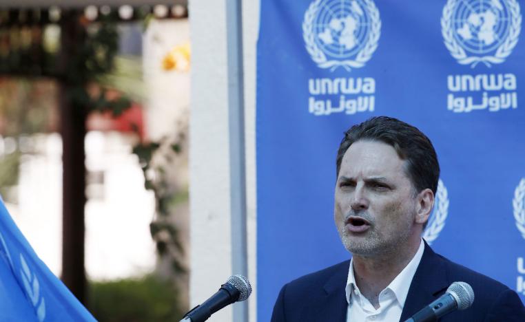 Pierre Krahenbuhl, Commissioner-General of the United Nations Relief and Works Agency for Palestine (UNRWA), giving a press conference in Gaza City