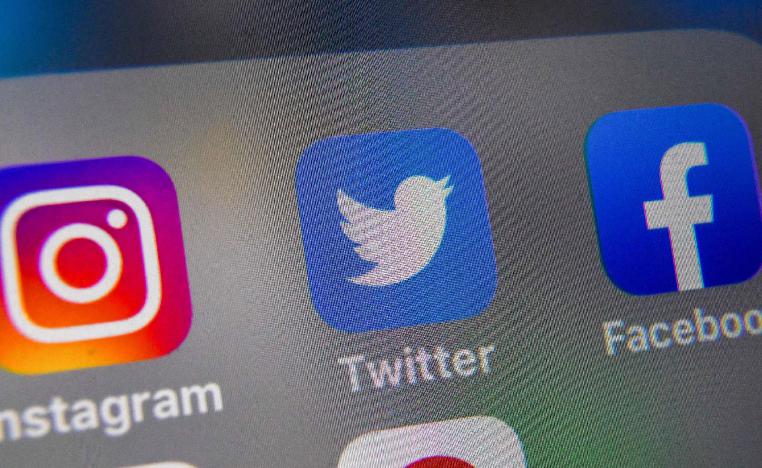 Logos of US social networking websites Instagram, Twitter and Facebook