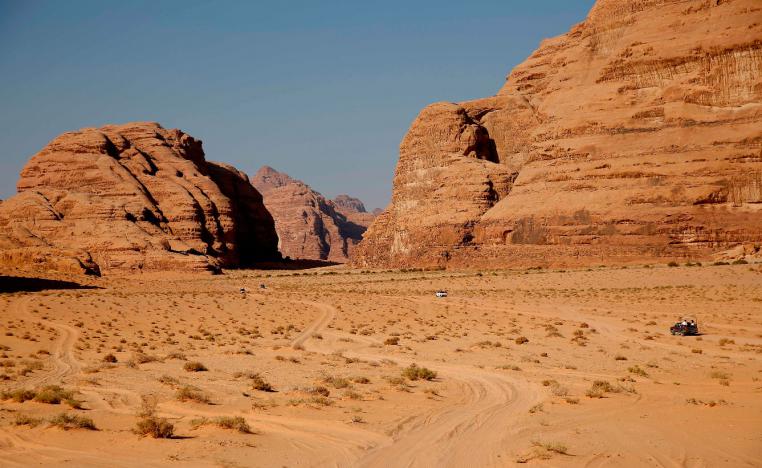 The southern Jordanian desert of Wadi Rum