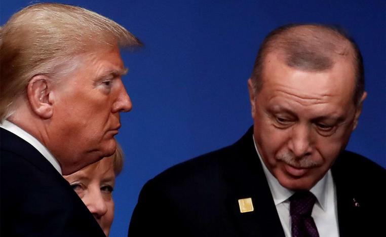 US President Donald Trump, Turkey's President Tayyip Erdogan and Germany's Chancellor Angela Merkel a