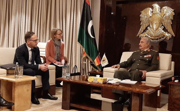 LNA leader Khalifa Haftar meets with German Foreign Minister Heiko Maas