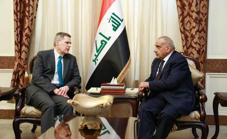 رئيس الوزراء العراقي المستقيل عادل عبدالمهدي يستقبل السفير الأميركي في بغداد ماثيو تولر