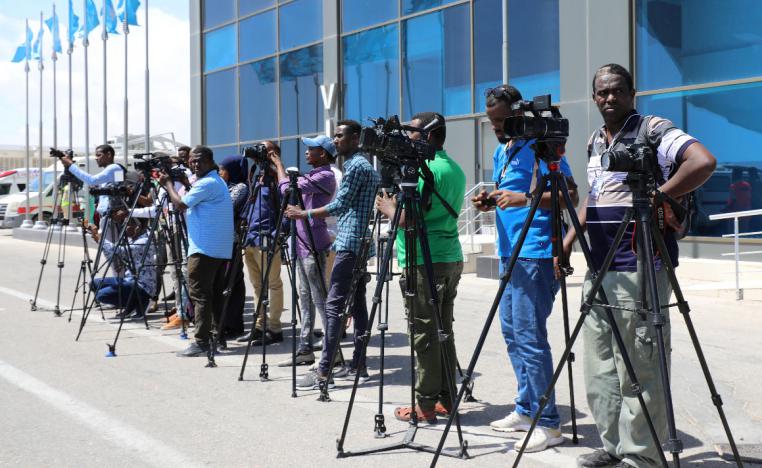 Somali journalists pictured in Mogadishu