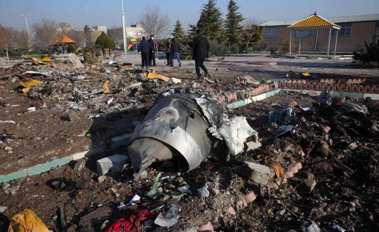 سقوط الطائرة الاوكرانية عند اقلاعها من طهران