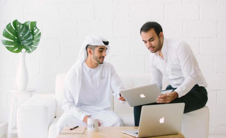 Co-founders of Dubai-based Letswork Omar al-Mheiri (L) and Hamza Khan