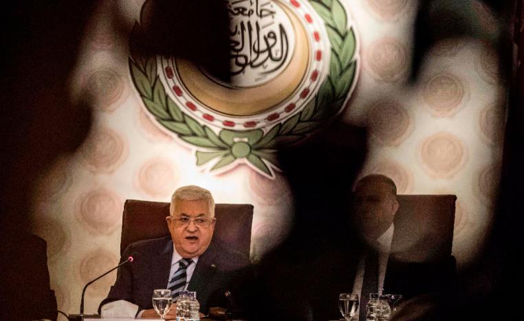 Palestinian president Mahmud Abbas attends an Arab League emergency meeting