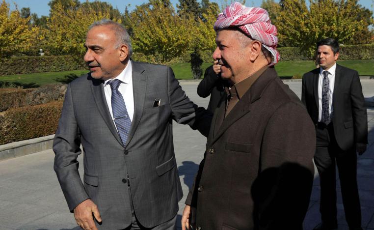 مسعود بارزاني ورئيس الوزراء العراقي المستقيل عادل عبدالمهدي