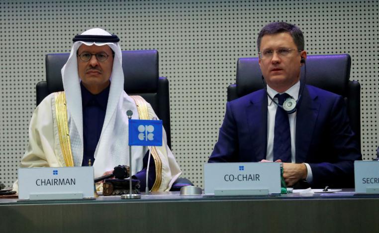 Saudi Arabia's Minister of Energy Prince Abdulaziz bin Salman Al-Saud and Russia's Energy Minister Alexander Novak