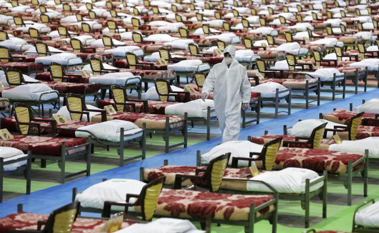 مستشفى مؤقت اعدته السلطات الإيرانية في قاعة معرض طهران العالمي