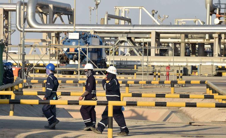 Employees of Aramco oil company at Saudi Arabia’s Abqaiq oil processing plant