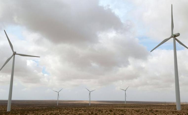Wind turbines at a wind farm in the southwestern Moroccan city of Tarfaya