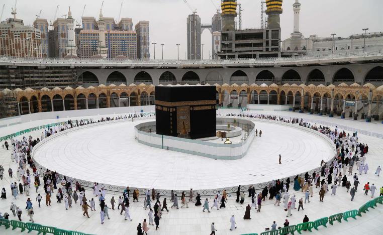 Muslim worshippers circumambulate the sacred Kaaba in Mecca's Grand Mosque
