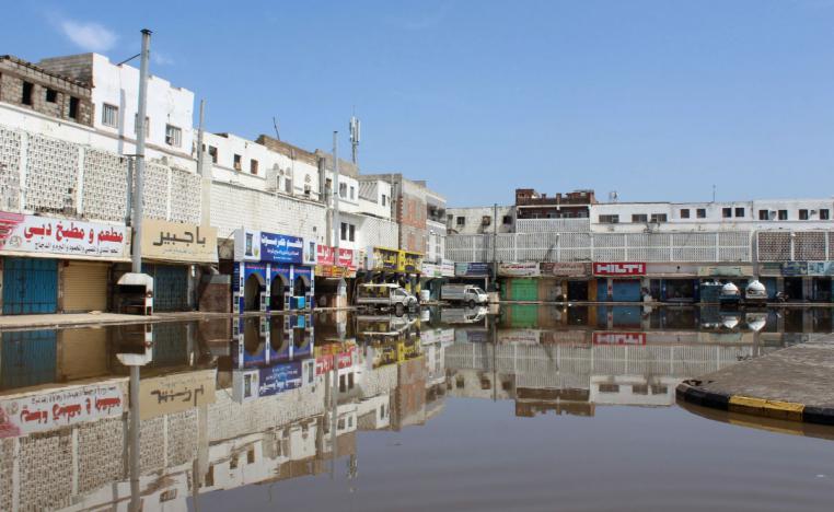 A picture shows a flooded street in the southern city of Aden, on April 22, 2020