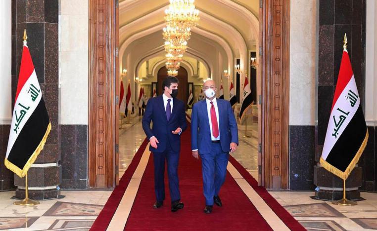 الرئيس العراقي برهم صالح يستقبل رئيس اقليم كردستان نيجيرفان بارزاني