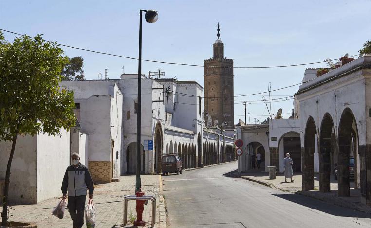 A man leaves one of the markets in the old Habous district of Casablanca