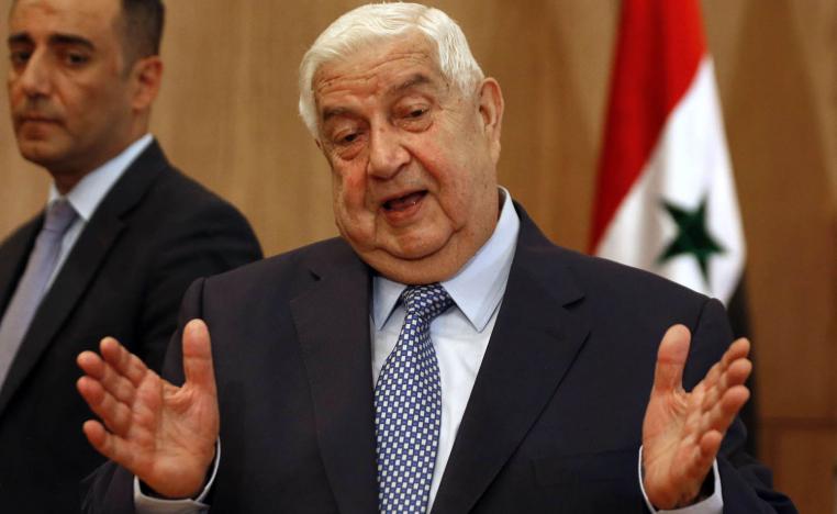 وزير الخارجية السوري وليد المعلم في مؤتمر صحفي بدمشق