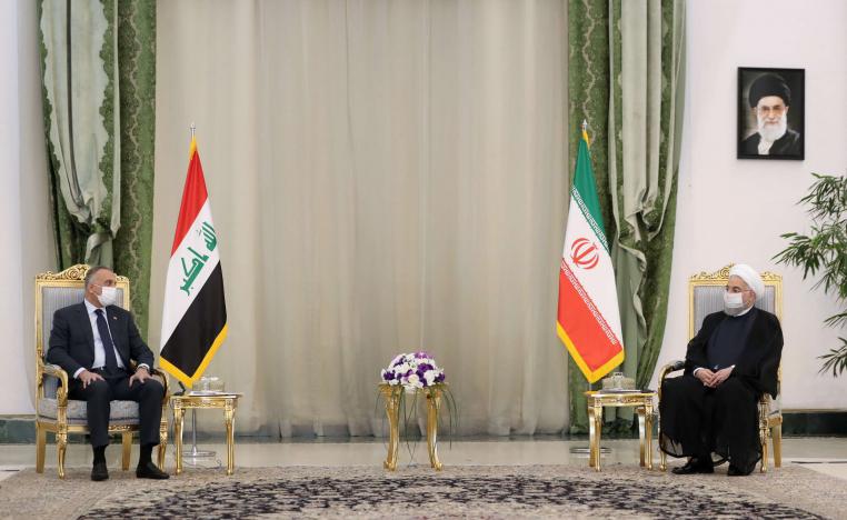 رئيس الوزراء العراقي مصطفى الكاظمي مع الرئيس الايراني حسن روحاني